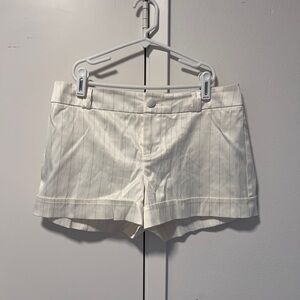 Forever 21 Cream Pinstripe High Waist Shorts